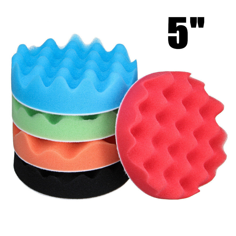 5 stuks 4 inch 5 inch spons schuim polijstpad waxen buffing matten polijstmachine kit:
