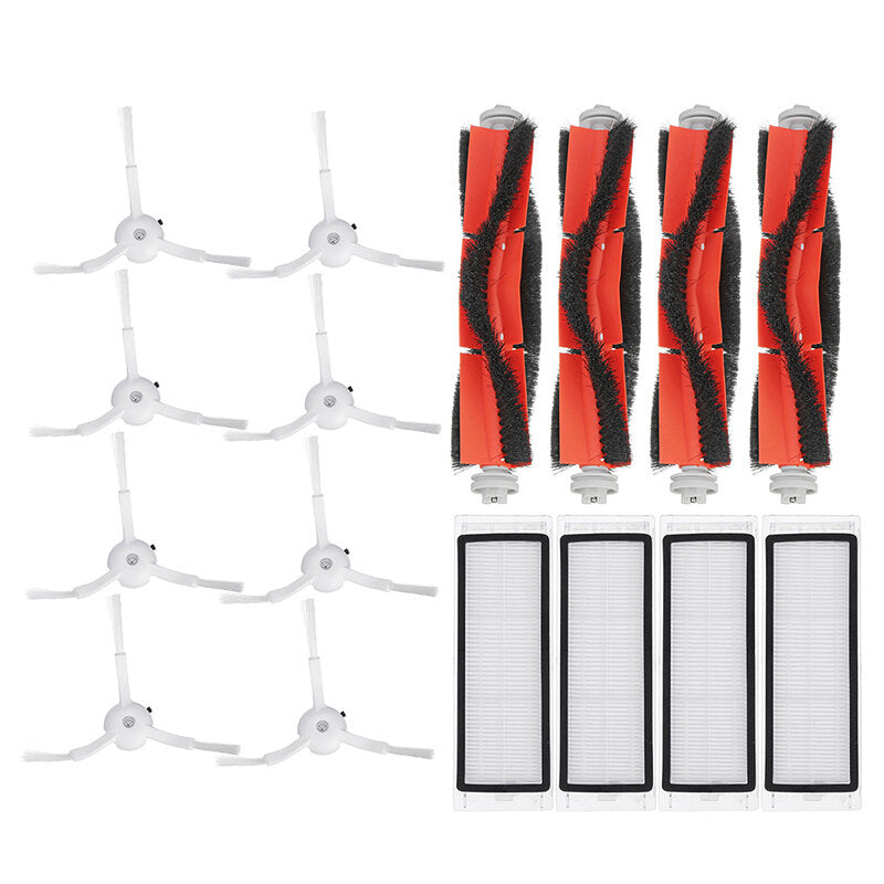 16 stuks vervangingen voor xiaomi roborock robot stofzuiger onderdelen accessoires hoofdborstels * 4 zijborstels * 8 hepa-filters * 4 [niet-origineel]