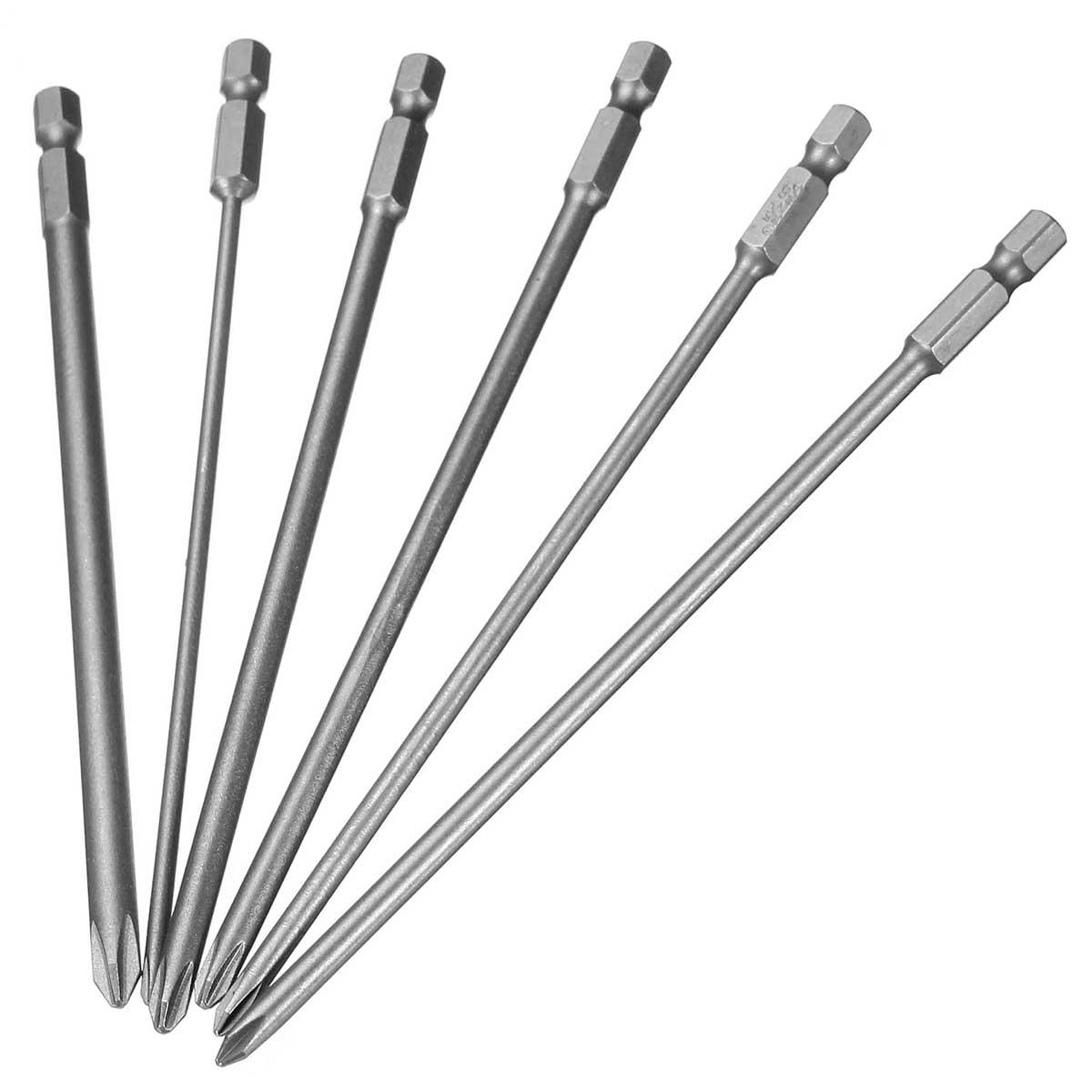 12 stuks 150 mm lange schroevendraaierbits 1/4 inch zeskantschacht magnetische kruiskopschroevendraaierbitset