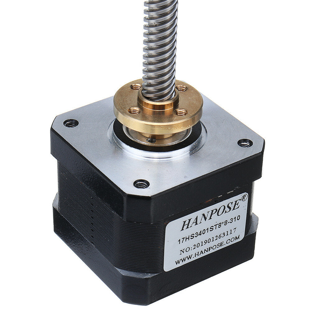 hanpose 17hs3401-s t8x8 nema 17 loodschroef stappenmotor lineaire actuatoren 34mm 1.3a 28n.cm 4-lood 42 motor 100-500mm trapeziumvormige loodschroef voor 3d-printer z-as