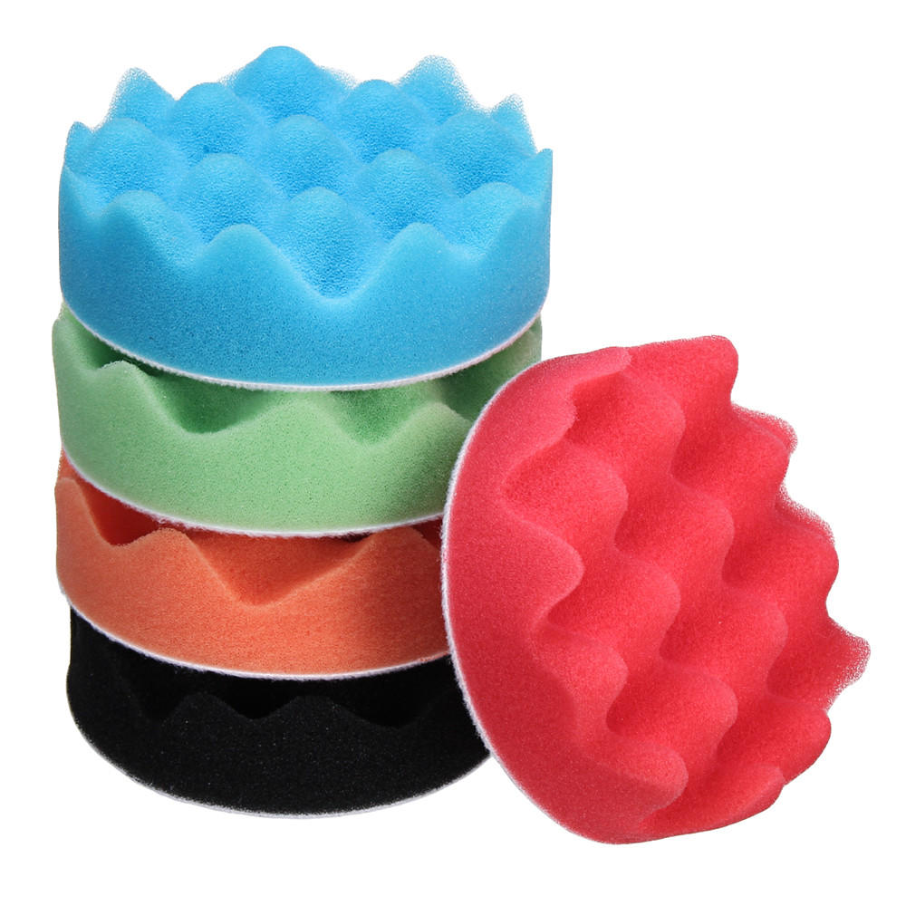 5 stuks 4 inch 5 inch spons schuim polijstpad waxen buffing matten polijstmachine kit: