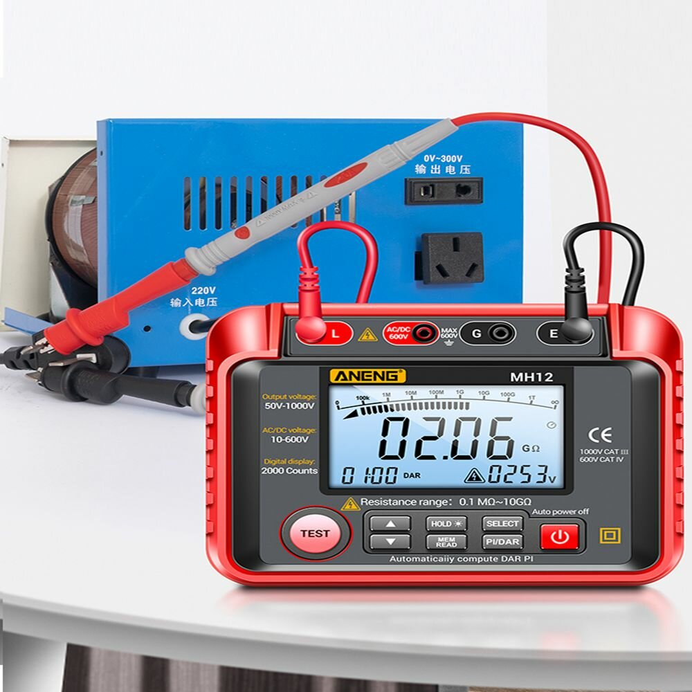aneng mh12 isolatie aardweerstandstester digitale meter ac dc ampèremeter transistor tester lcd megohmmeter meter voltmeter detecteren