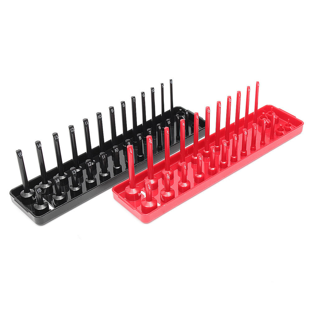 3 stuks 1/4 3/8 1/2 inch sae metrische socket houder lade socket organizer: