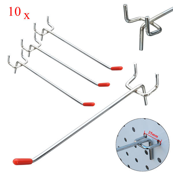 10 stuks rvs muurschermhaken voor coat shop slatwall panel 10 × 150mm