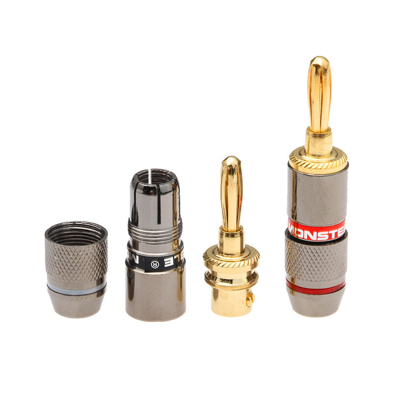 50-90va vergulde mannelijke connector 8/12 stuks audio luidsprekerkabel draad banana plug jack
