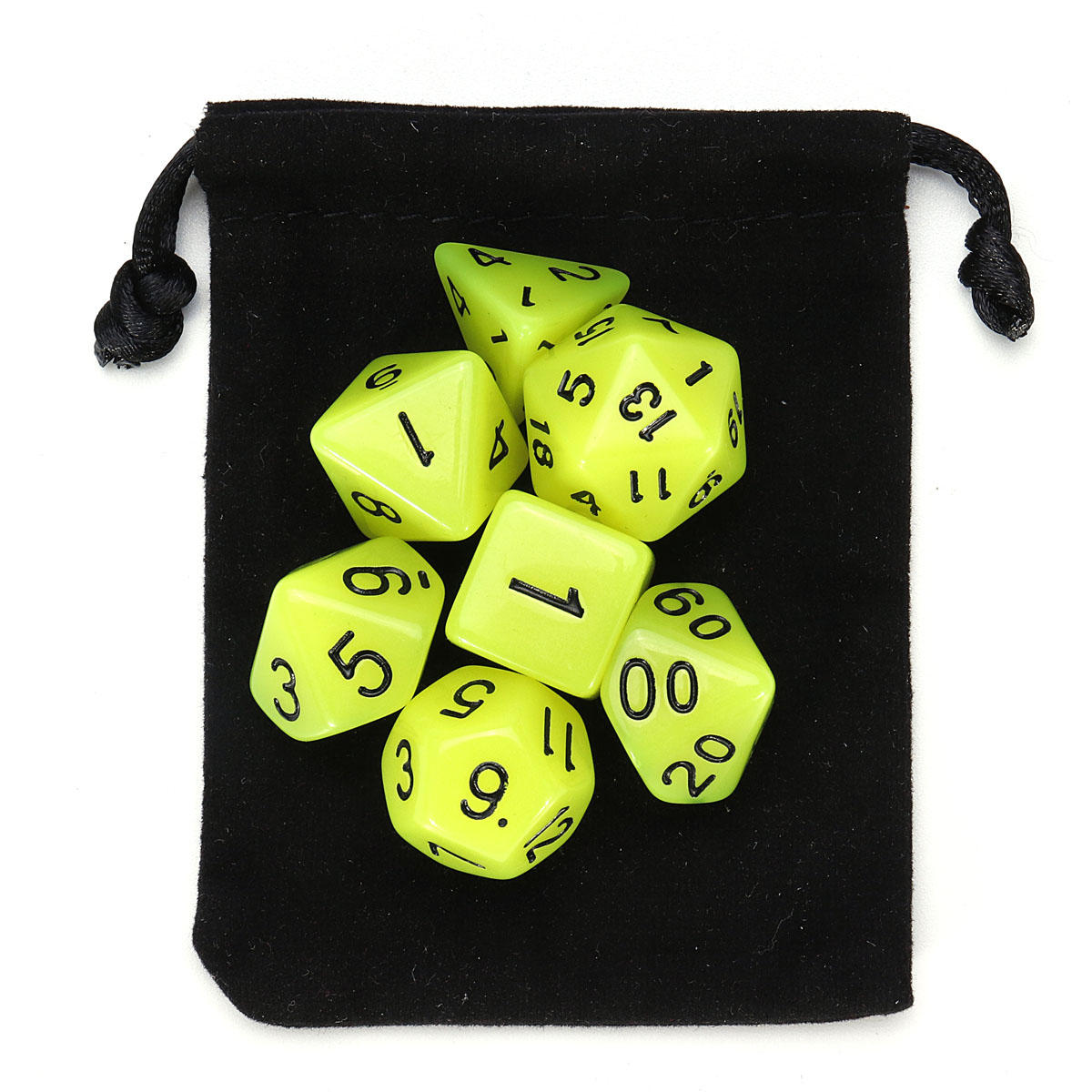 7 stuks lichtgevende polyhedral dobbelstenen multi-sided dobbelstenen set polyhedral dobbelstenen met dobbelstenen cup rpg gadget