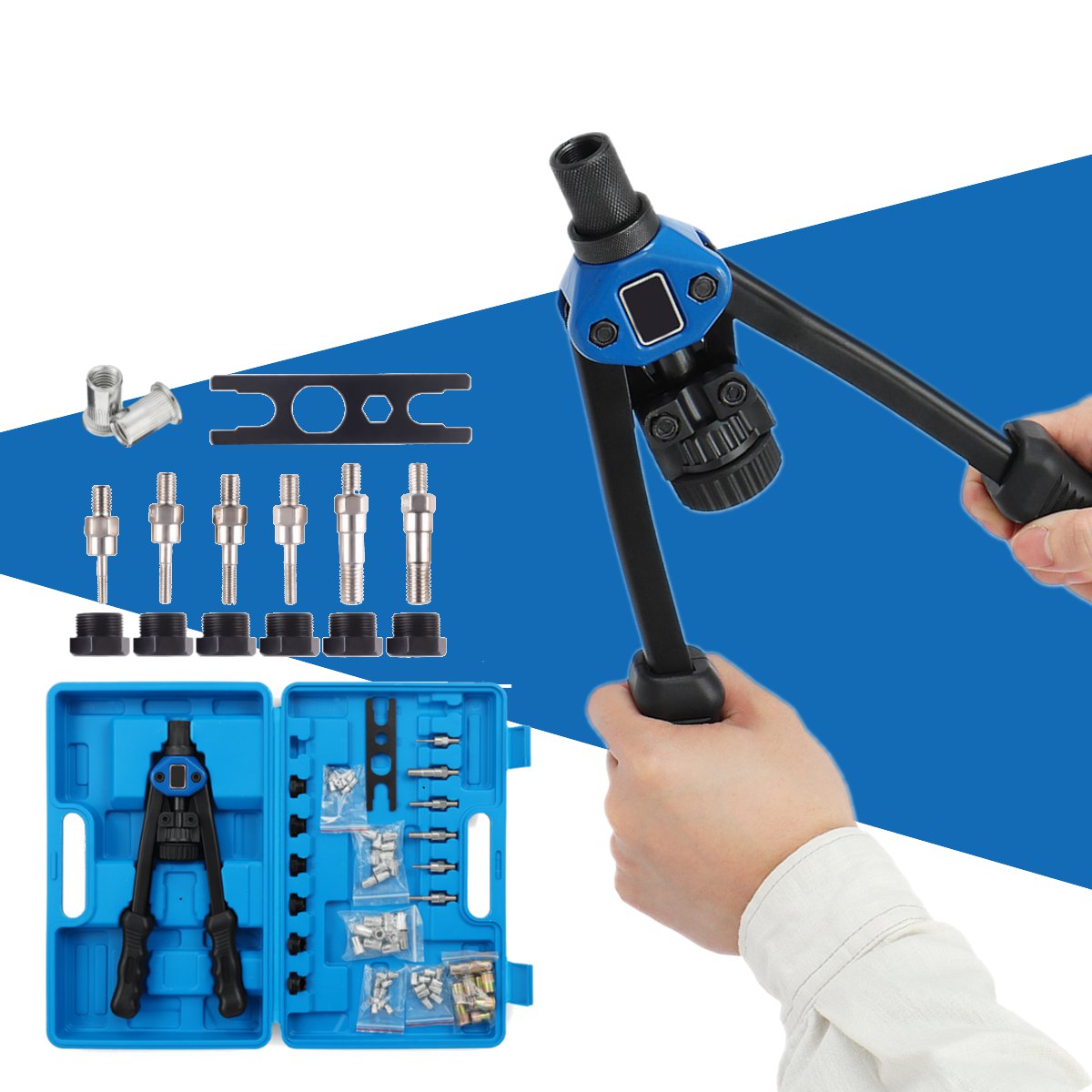 Pneumatische Riveter Klinknagel Pneumatische Klinknagel Kit voor Industriële Klinknagelpistool Tablet 3,2-6,4 mm (oranje zwart Pneumatische Riveter Klinknagel Pneumatische Klinknagel Kit voor Industriële Klinknagelpistool Tablet 3,2-6,4 mm (oranje zwart