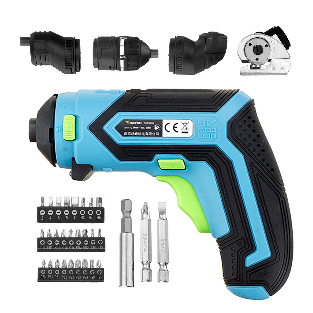 tonfon 4 in 1 multifunctionele 4v lithium mini draadloze elektrische schroevendraaier elektrische snijder offset hoek haakse adapter kit