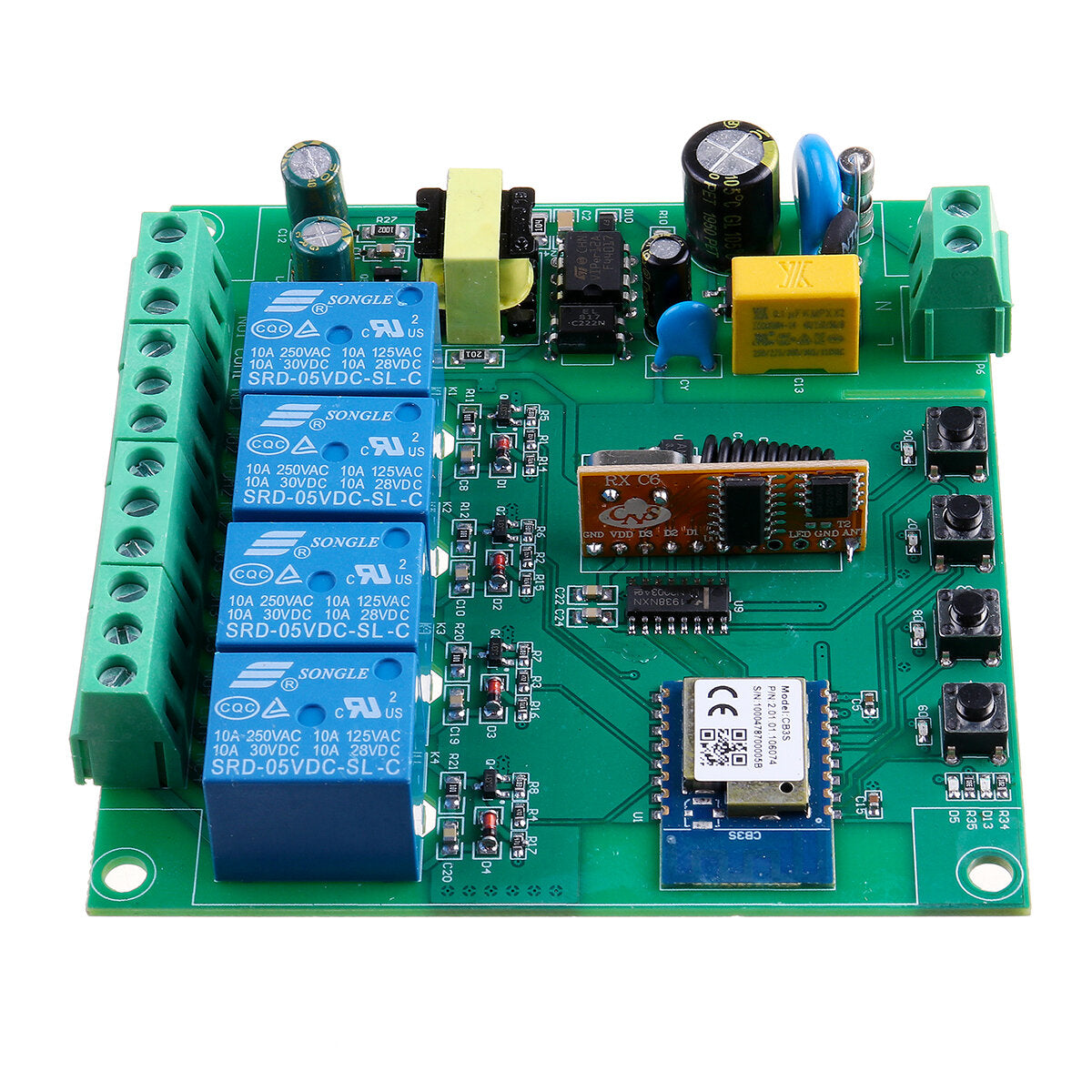 tuya 4-weg wifi bluetooth-afstandsbedieningsrelaismodule ac220v 433mhz voeding mobiele app-bediening smart switch