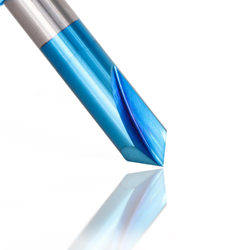 2-12mm 90 graden nano blauw gecoate afschuining molen 2 fluiten cnc frees verzinkboor