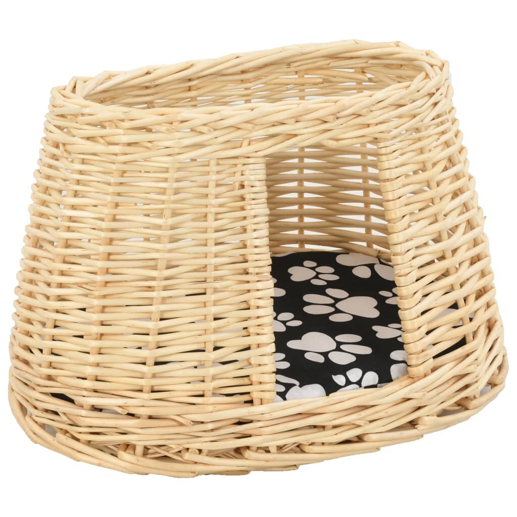 3-delige kattenmand set met kussens 47x34x60cm naturel wilgen