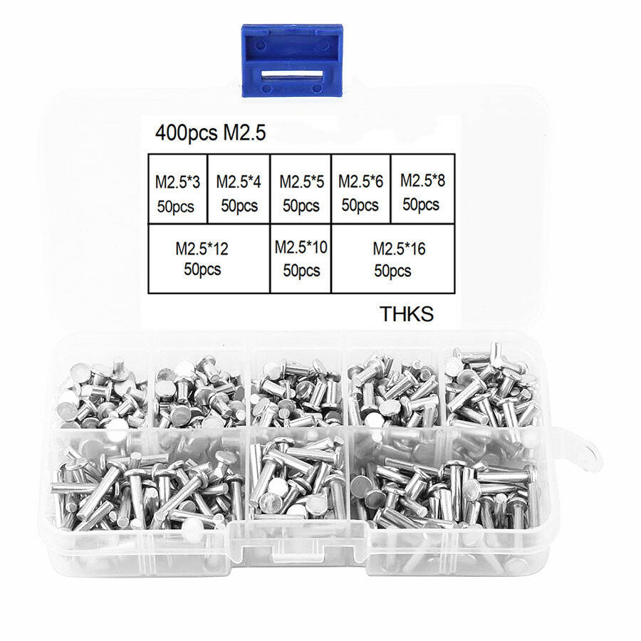 400 stuks m2 m2.5 platkop massief aluminium klinknagels assortiment kit
