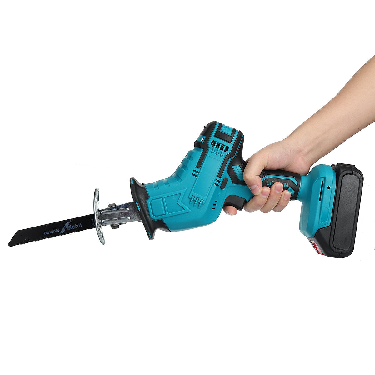 wolike 88vf accu reciprozaag batterij aangedreven elektrische zaag voor metaal/hout/pvc pijp/boom met 4 zaagbladen & batterij voor makita