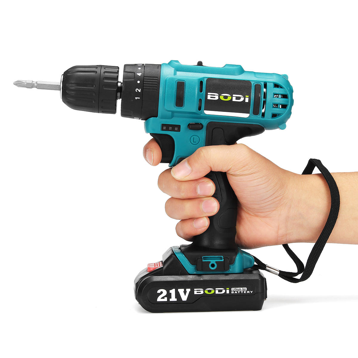21v 2-speed elektrische draadloze boormachines kit 3/8 schroevendraaier met 1 of 2 batterij