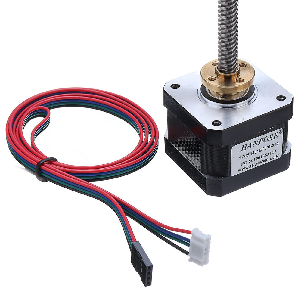 hanpose 17hs3401-s t8x8 nema 17 loodschroef stappenmotor lineaire actuatoren 34mm 1.3a 28n.cm 4-lood 42 motor 100-500mm trapeziumvormige loodschroef voor 3d-printer z-as
