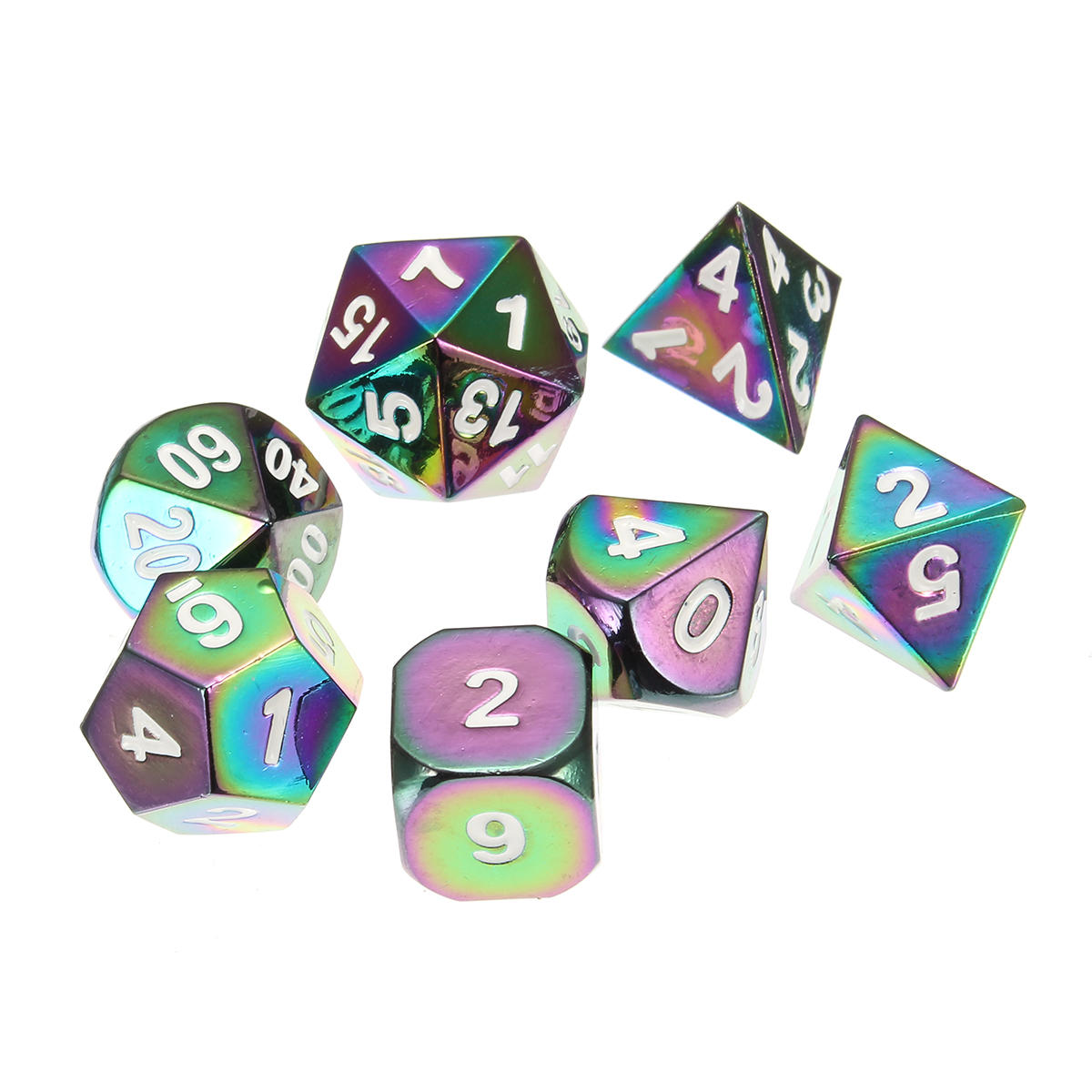 7 stuks colorful zinklegering polyhedral dice set bordspel multisided dobbelstenen gadget: