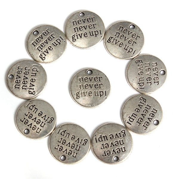 10 stks round-vorm carve woorden hangers dhz sieraden accessoires
