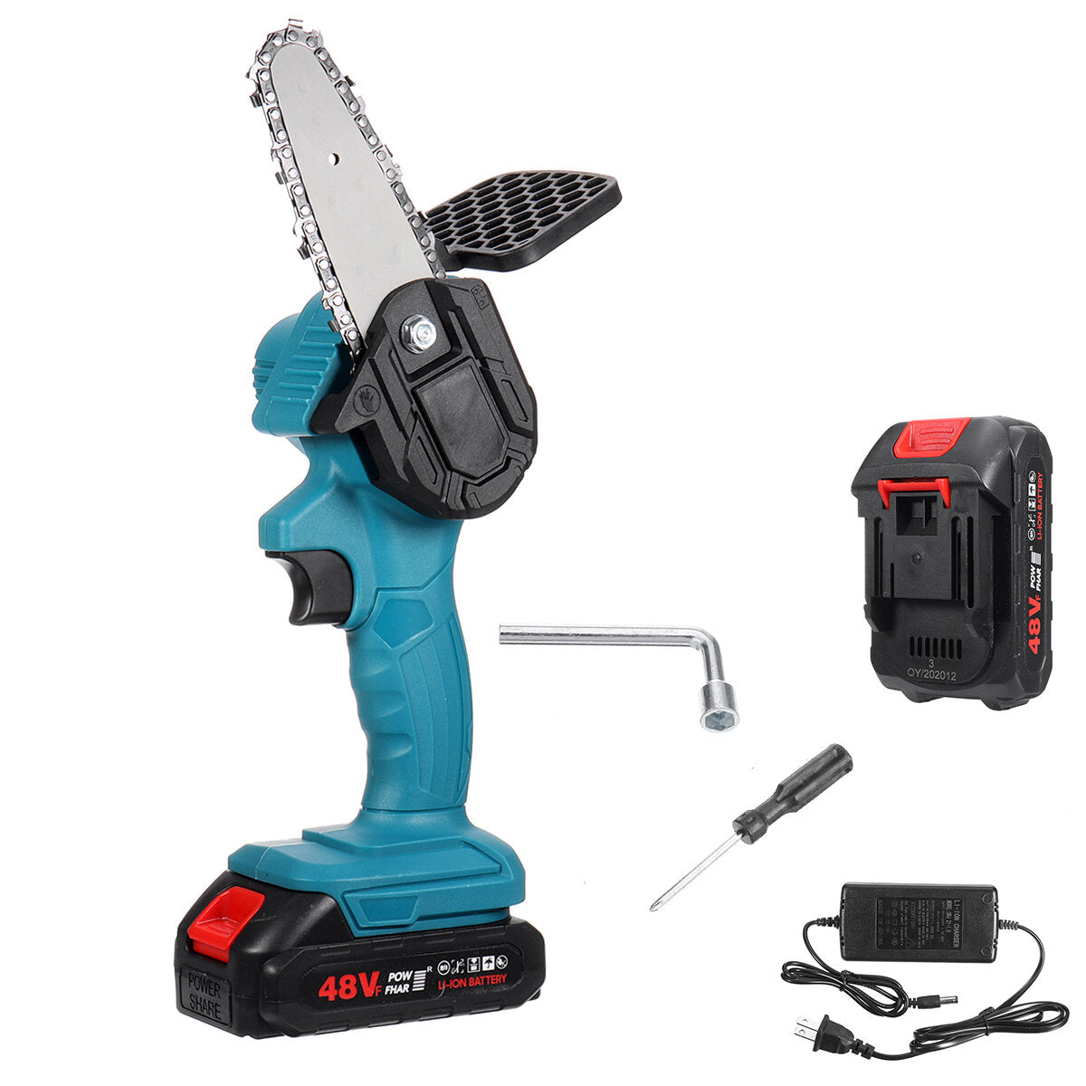 4 inch 800 w 48vf elektrische kettingzaag draagbare handheld houtsnijder houtbewerking snijgereedschap w / geen / 1 st / 2 stuks batterij amerikaanse stekker
