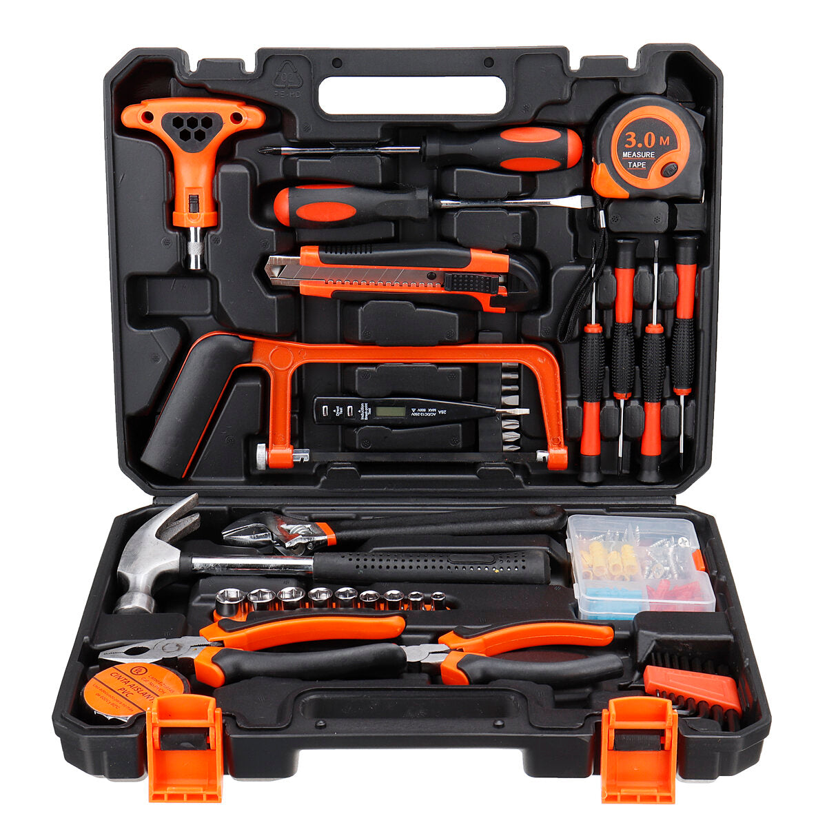 9/25/82/100 stuks huishoudelijke reparatieset set hammer liniaal handgereedschapsset met plastic gereedschapskist