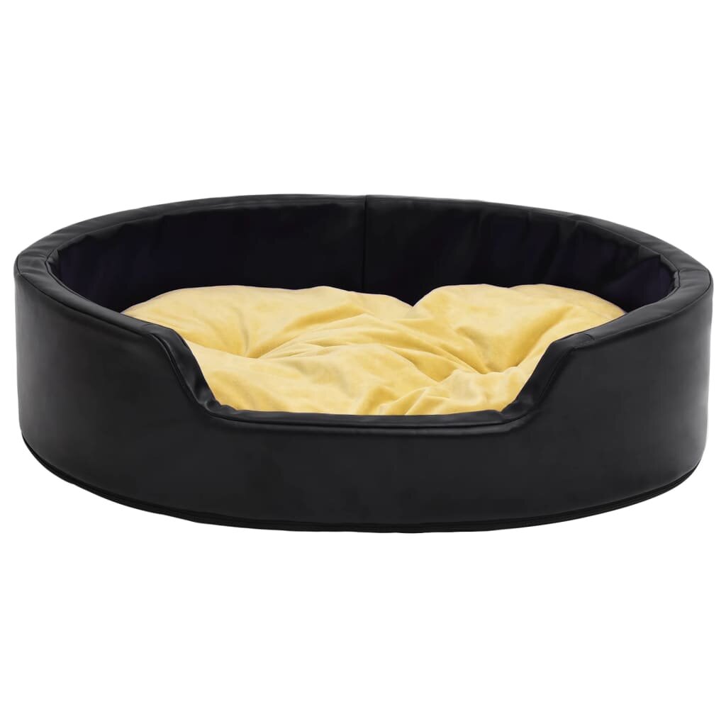 hondenbed 90x79x20 cm pluche en kunstleer zwart en geel