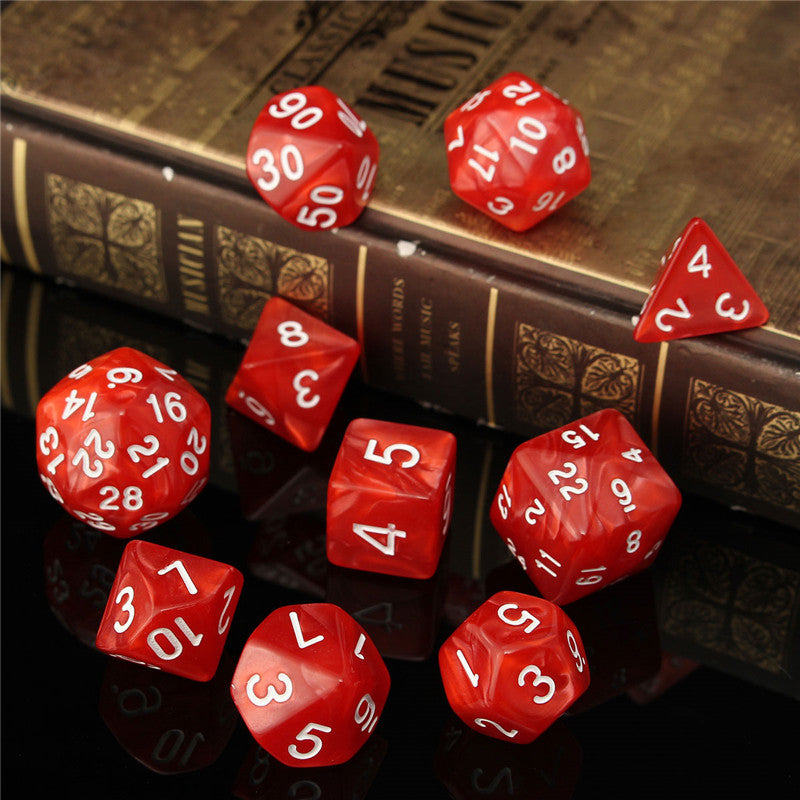 10pc/set trpg games gaming dices d4-d30 multi-sided dices 6color