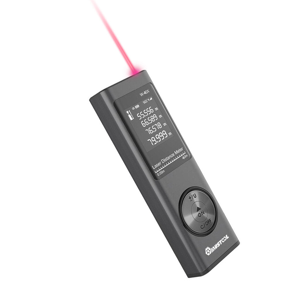 40 m digitale mini-laserafstandsmeter met elektronische hoeksensor m/in/ft-eenheid schakelen usb-opladen pythagoras-modus afstand oppervlaktevolume meten laserafstandsmeter