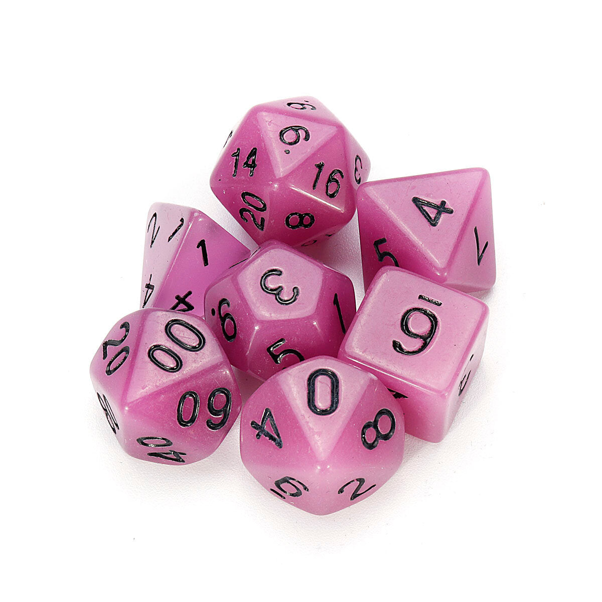 7 stuks lichtgevende polyhedral dobbelstenen multi-sided dobbelstenen set polyhedral dobbelstenen met dobbelstenen cup rpg gadget