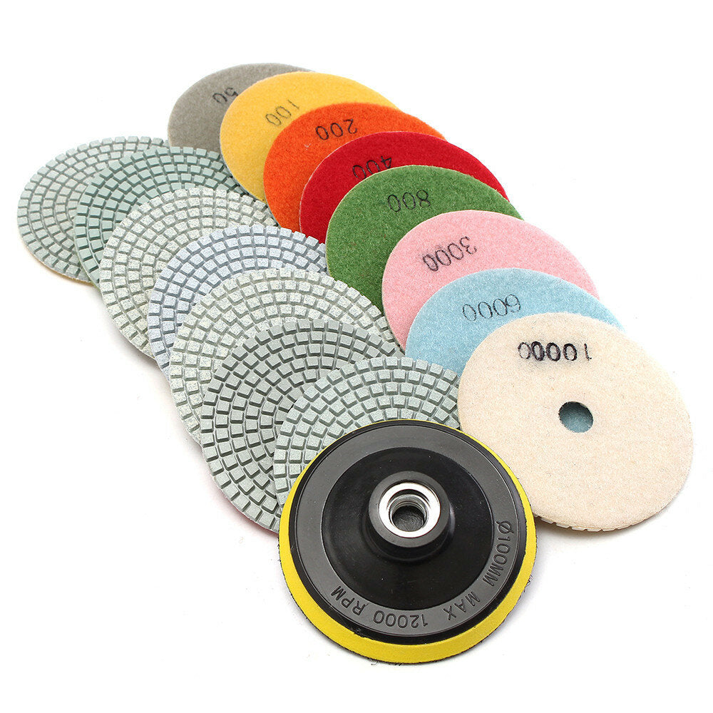 16 stuks 4 inch 50 tot 10000 grit diamond polijstpad voor graniet steen beton marmer