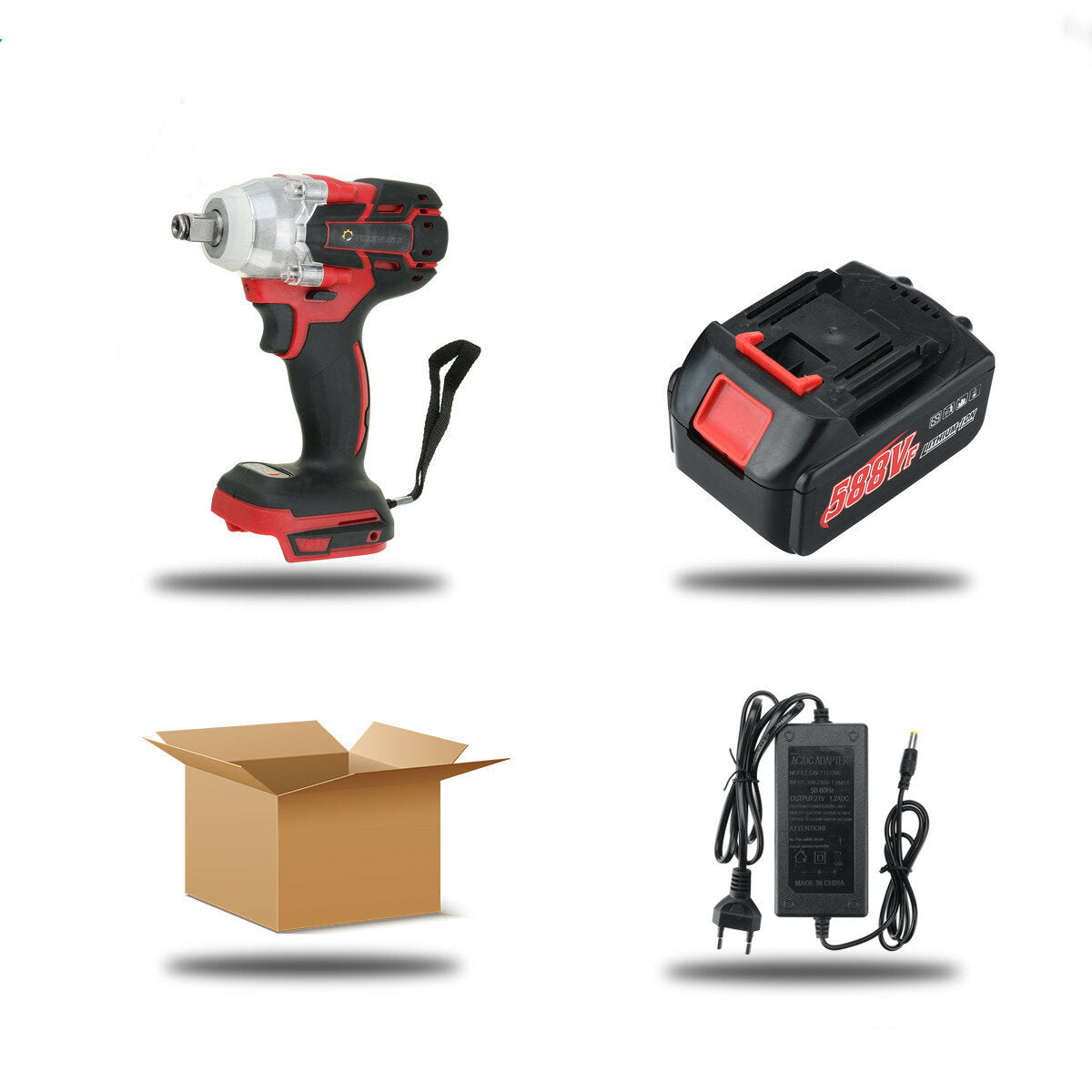 588vf 2 in 1 elektrische draadloze borstelloze slagmoersleutel driver socket schroevendraaier ook geschikt voor makita batterij