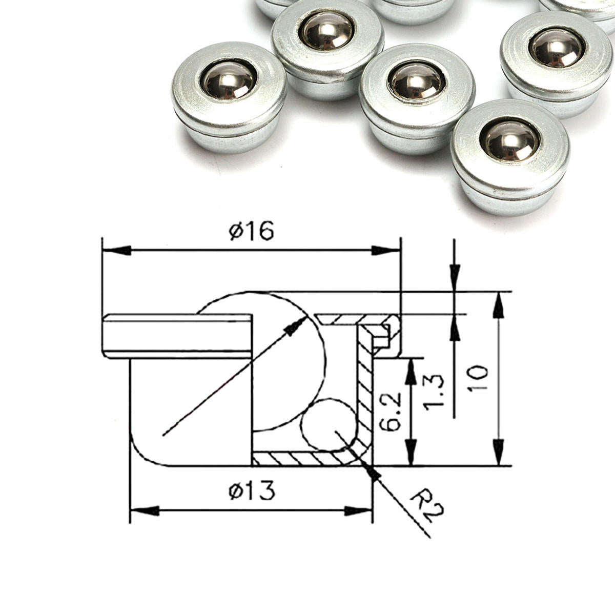 10 stuks 8mm diameter ball metal transfer bearing unit transportrol cy-8h kogellager: