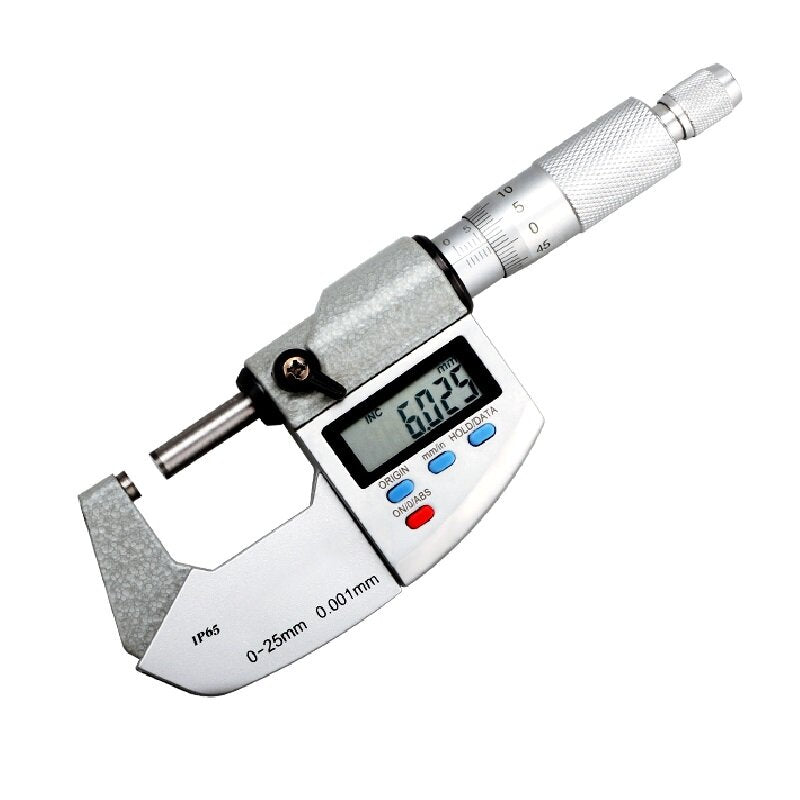 0-25mm 0.001mm digitale micrometer spiraal micrometer spiraal elektronische buitendiameter diktemeter ip65 waterdichte digitale + schaalweergave
