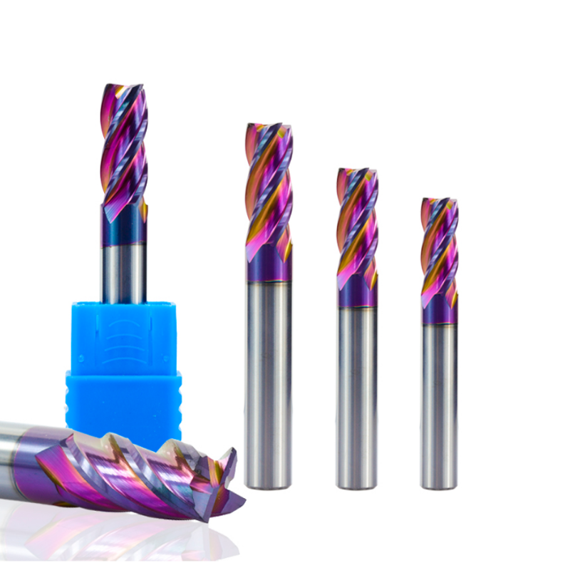 5/6/8/10 / 12mm ultra surface tungsten carbide end mill hrc60 4 flute spiral end milling cutter cnc router bit