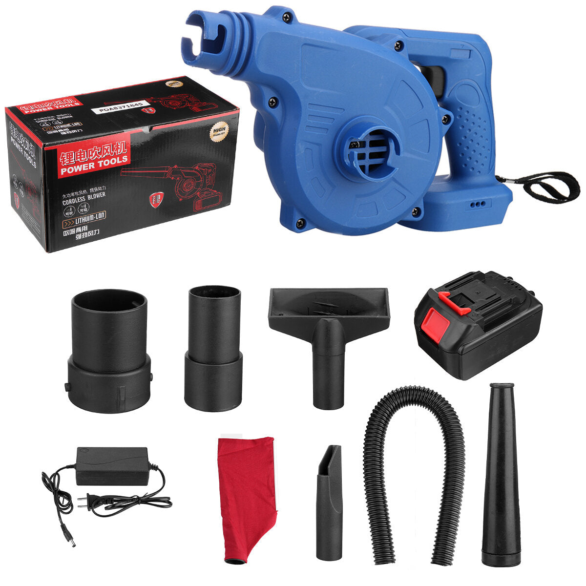 2-in-1 elektrische luchtblazer kit cleaner draadloze ventilator stof blazen computer stofafscheider aangepast aan makiita batterij
