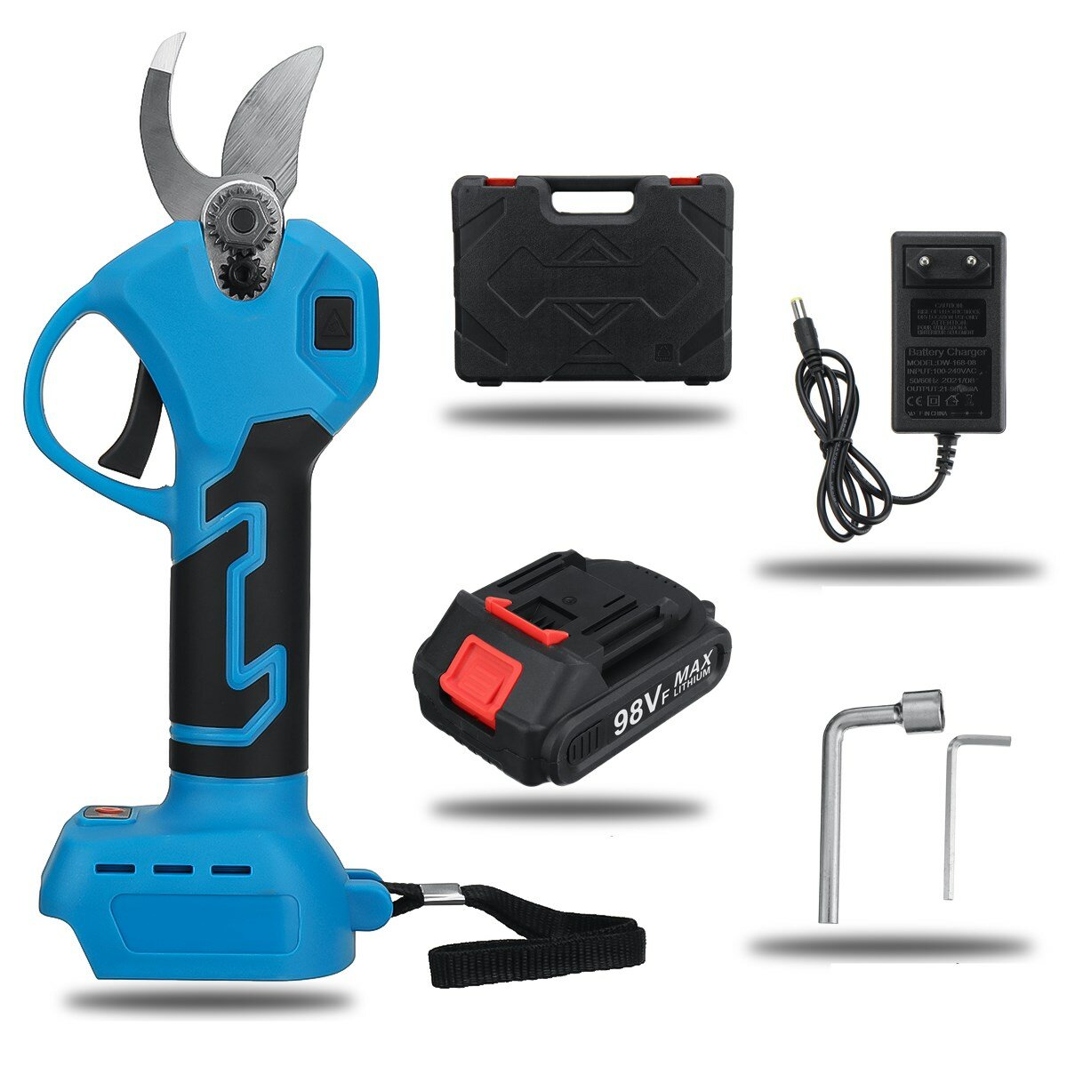 1500w 30mm draadloze elektrische schaar elektrische snoeischaar oplaadbare houtsnijder w/1/2 stuks batterij
