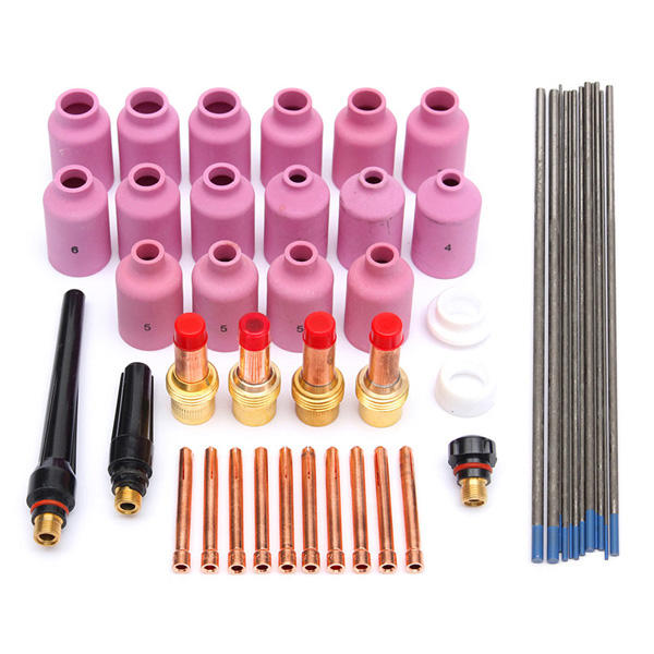 46 stuks tig lastoorts gas lens kit wp-17 wp-18 wp-26 wl20 lanthaan tungsten