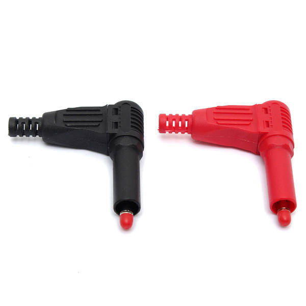 hoogwaardige 4 mm banana rechterhoekige plug kabel soldeer connector zwart en rood