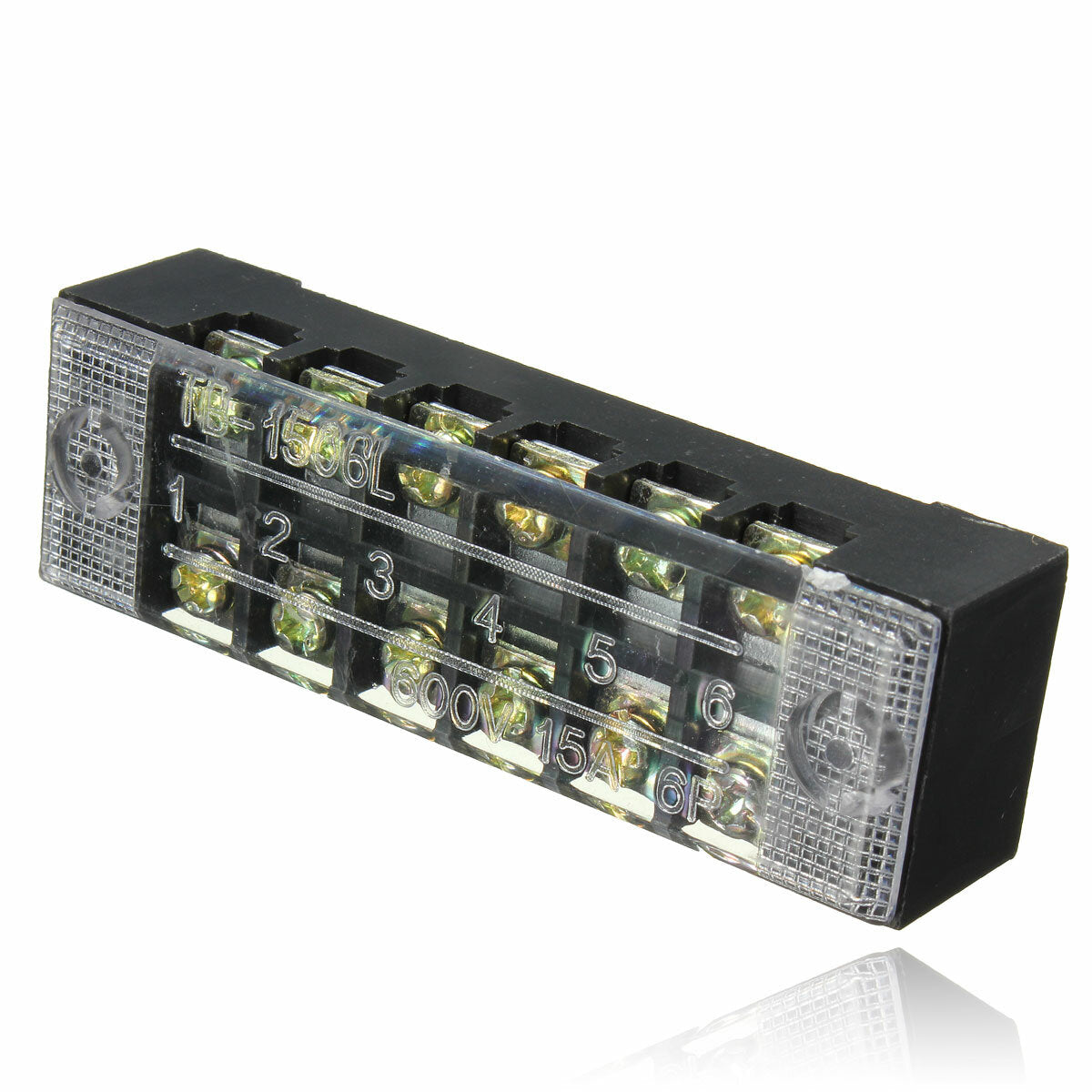 600v 15a 6 positie dubbele rijwiel barrière blok schroef terminal strip panel