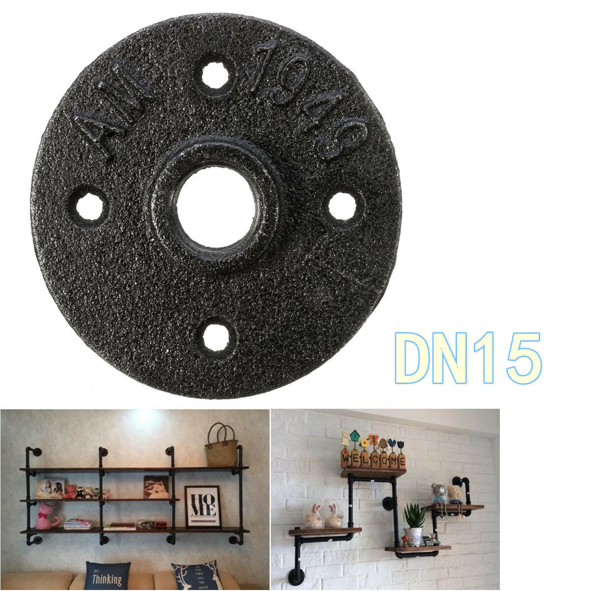 dn 15/20/25 zwarte flens ijzeren pijp vloer fitting sanitair schroefdraad vier gaten flens