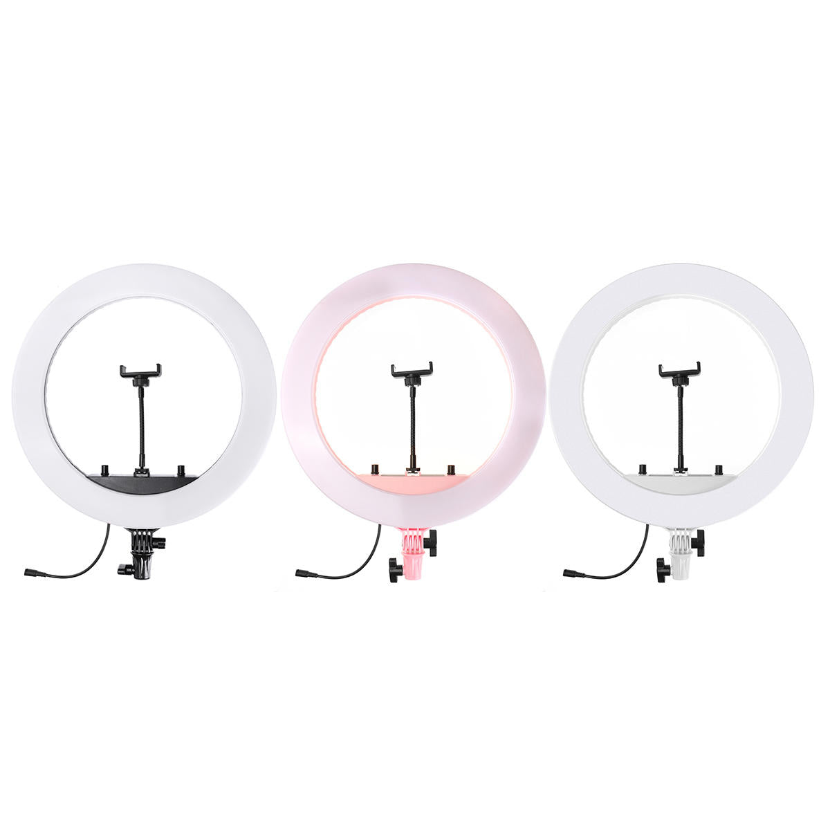 100-240v 18 inch ringlicht mobiele telefoon live schoonheid nachtlampje + slang telefoonclip + ptz traploos dimmen