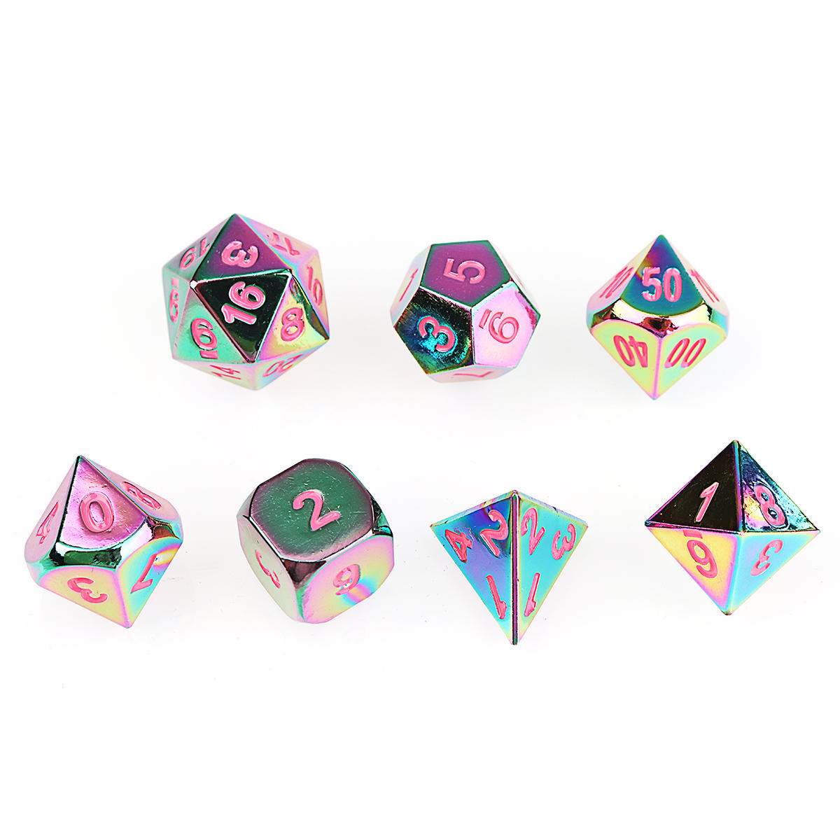 7 stuks reliëf heavy metal polyhedral dice dnd rpg mtg rollenspel met tas