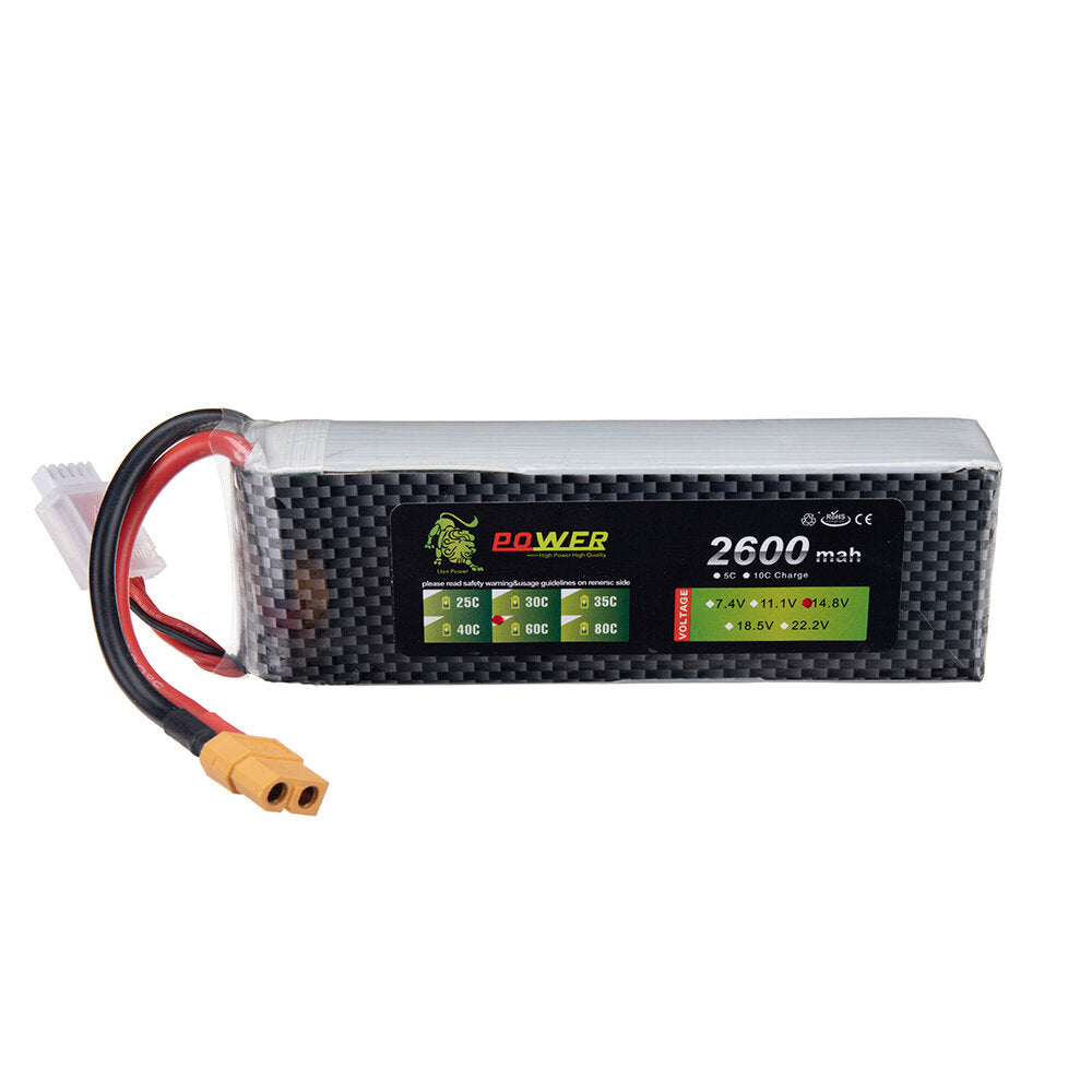 lion power 14.8v 2600mah 60c 4s lipo-batterij xt60-stekker voor rc drone