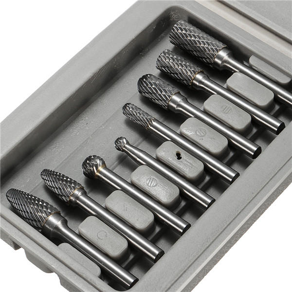8-delige hardmetalen roterende freesset 1/4 inch schachtbestand elektrisch gereedschap