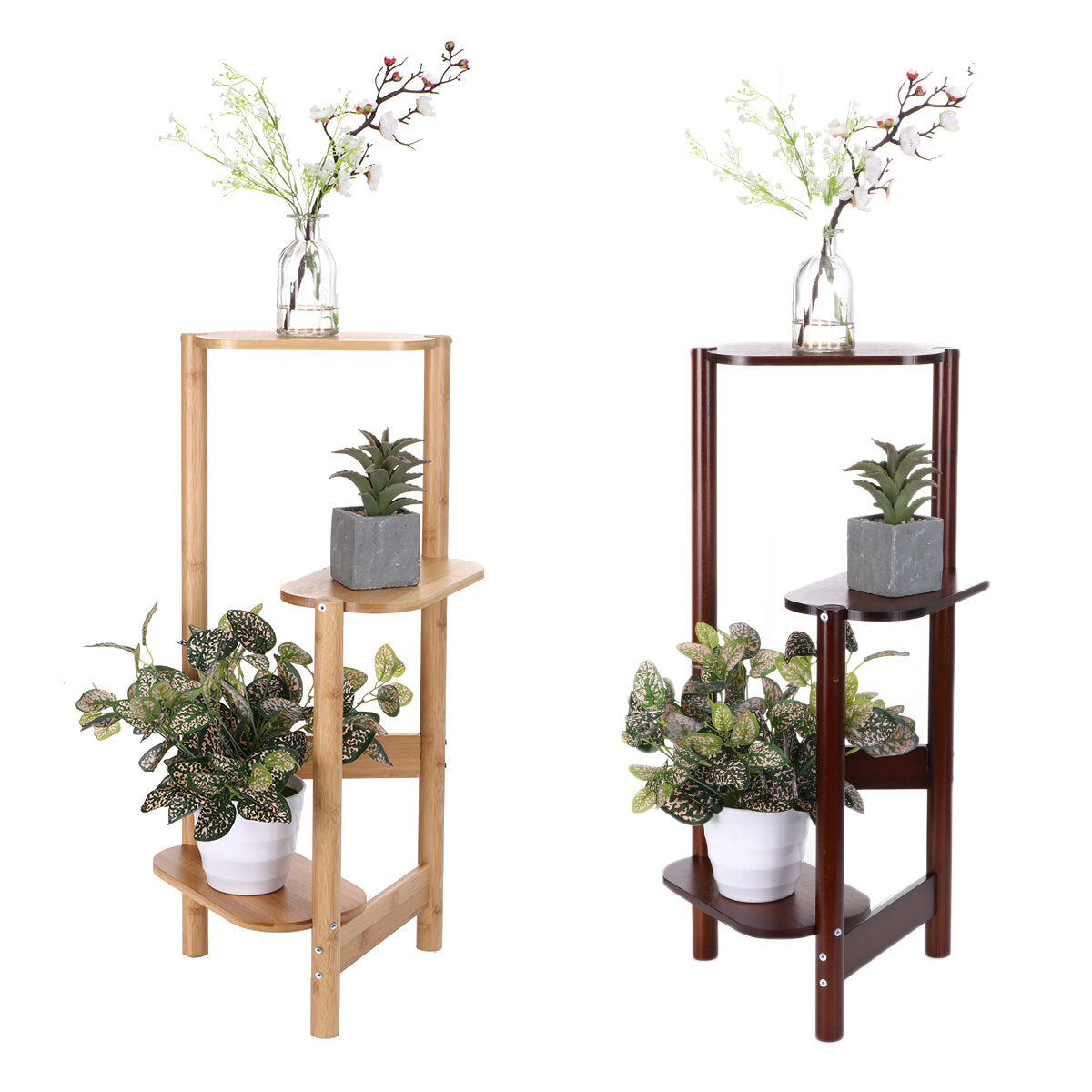 3-tier hoek houten plant stand tuin bloempot houder display rack planken