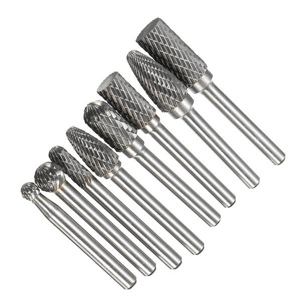 8-delige hardmetalen roterende freesset 1/4 inch schachtbestand elektrisch gereedschap