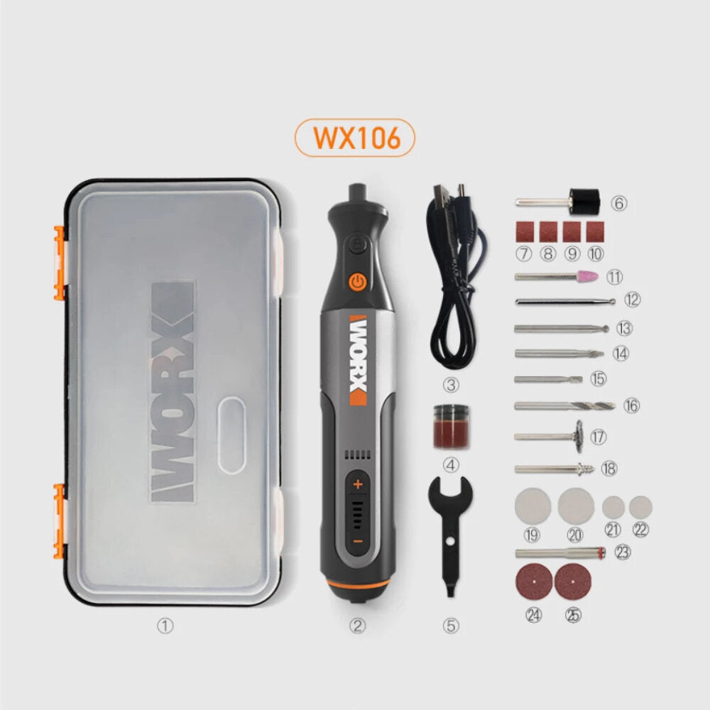 worx wx106 8v rotary tool usb-oplader elektrische miniboor wx750 4v graveren slijpen polijstmachine variabele snelheid draadloze roterende tool dhz power tools accessoires