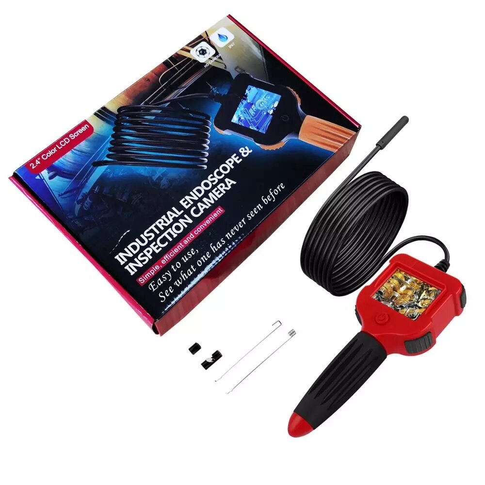 professionele industriële hd borescope met 2.4 inch lcd-scherm 5.5mm borescope inspectie camera 3m kabel usb waterdicht