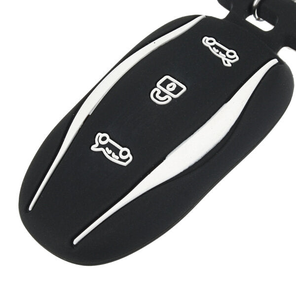 3 button silicone smart remote key cover fob case sleutelhouder met sleutelhanger voor tesla model x