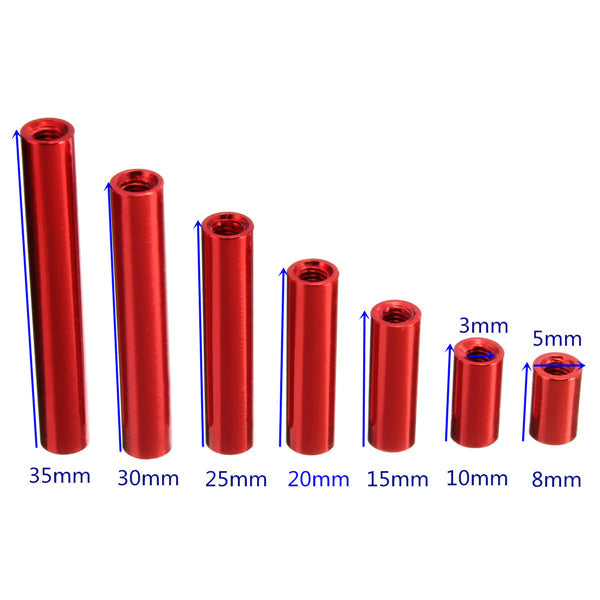 m3ar1 m3 aluminiumlegering uitstekende studs 8-35mm rode ronde pcb board spacers standoffs 10pcs