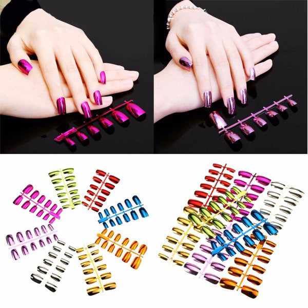 kleurrijke metaalkleur nail art deocoration tips 6 maten