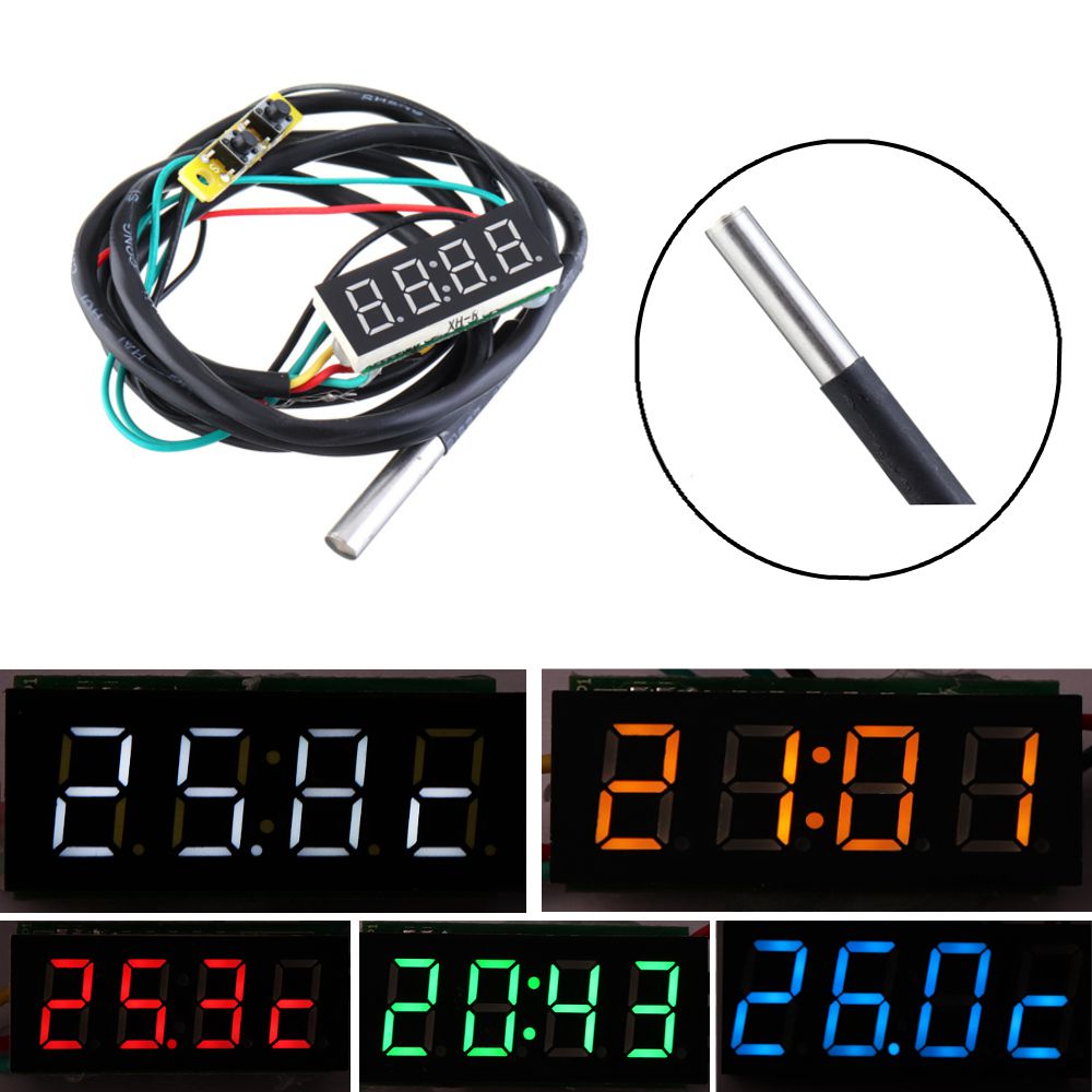0,36 inch 3-in-1 tijd + temperatuur + spanning weergave dc7-30v voltmeter elektronisch horloge klok digitale buis